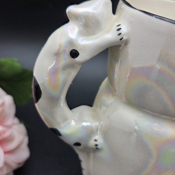 Vintage Czechoslovakia Porcelain Pearl Lusterware Cat Handle Pitcher Jug Creamer - Picture 6 of 10